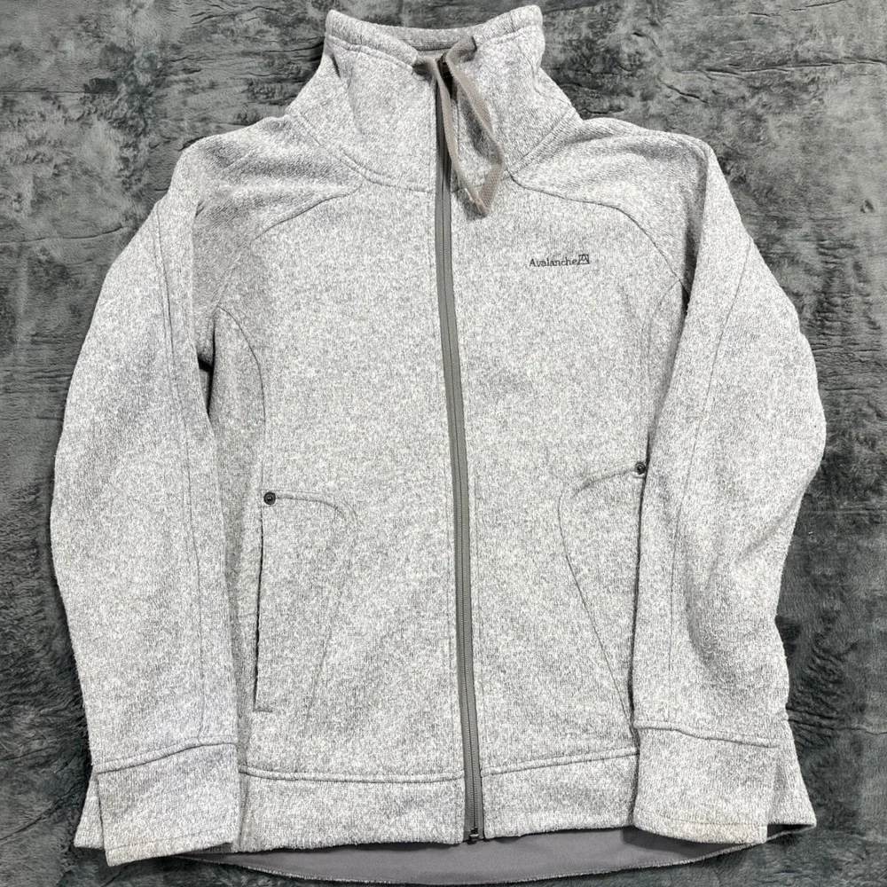 Avalanche Mens XL Heather Gray Full Zip Sweater Fleece‎ Jacket Thumbholes Hiking